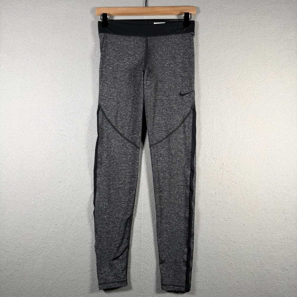 Nike Pro Hypercool Women Medium Grey Black Space Dye Mesh Training Tights 941648
